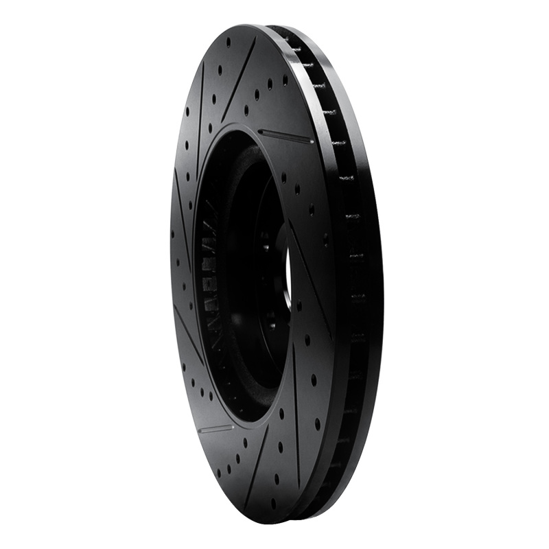 Cadillac SRX Brake Rotor (1) - Front Right - R1 Concepts - Drilled & Slotted - Black - `10-`16